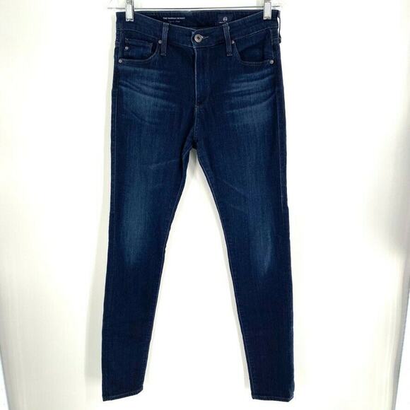 AG Farrah High Rise Skinny Denim Jeans Viscose Blend Blue Tapered 27R - Picture 1 of 10